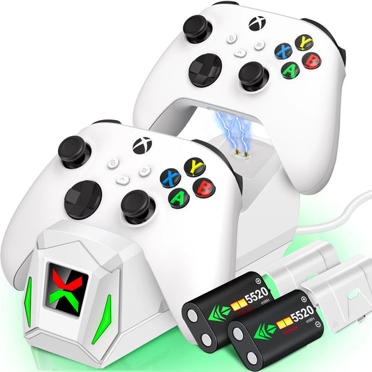 Charging Dock Station for Xbox One/Xbox One X/Xbox One S Controller Charger for Xbox Series X/Xbox Seires S with 2Pcs Batteries