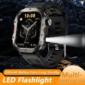 Smart Watch Bluetooth Voice Call Smart Watch with LED Flashlight Health Monitor Outdoor Sports Smart Watch