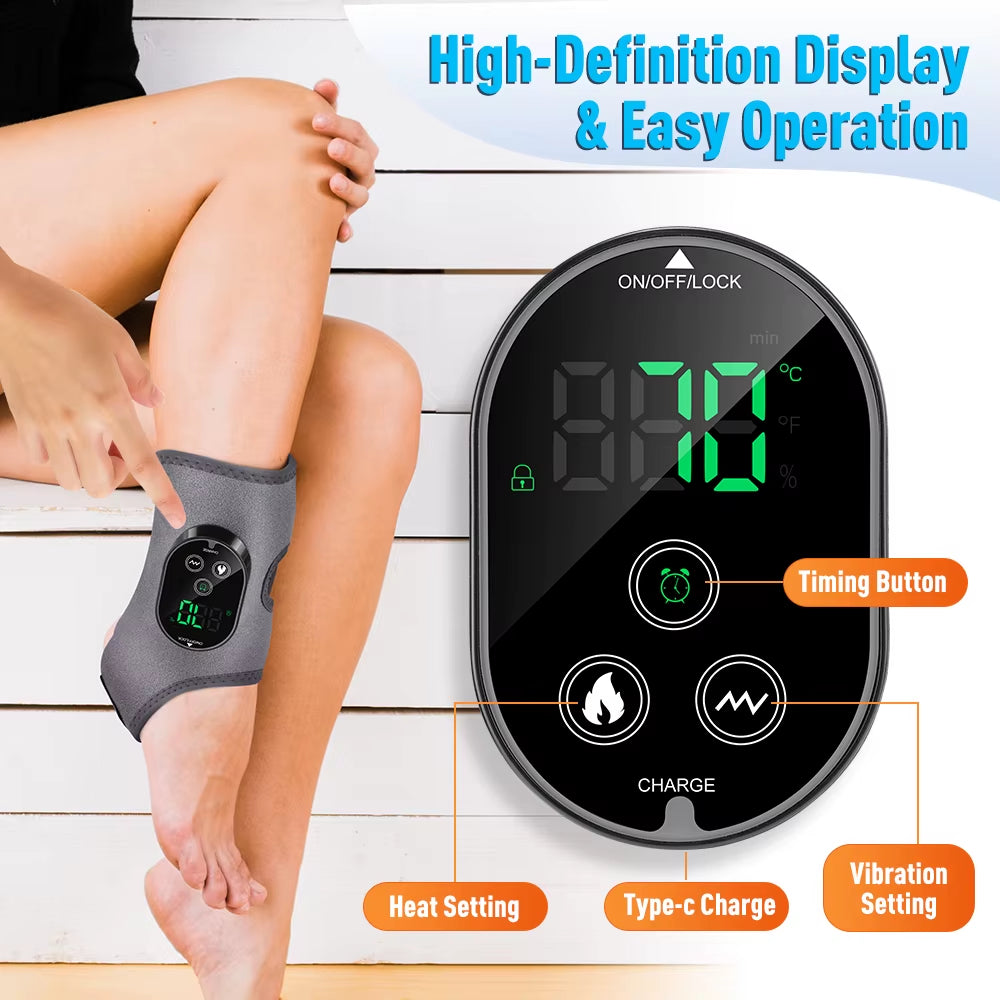 New Electric 3-In-1 Ankle Calf Foot Vibration Massager 6 Levels Hot Compress Massage Ankle Brace Plantar Fascia Leg Muscle Relax