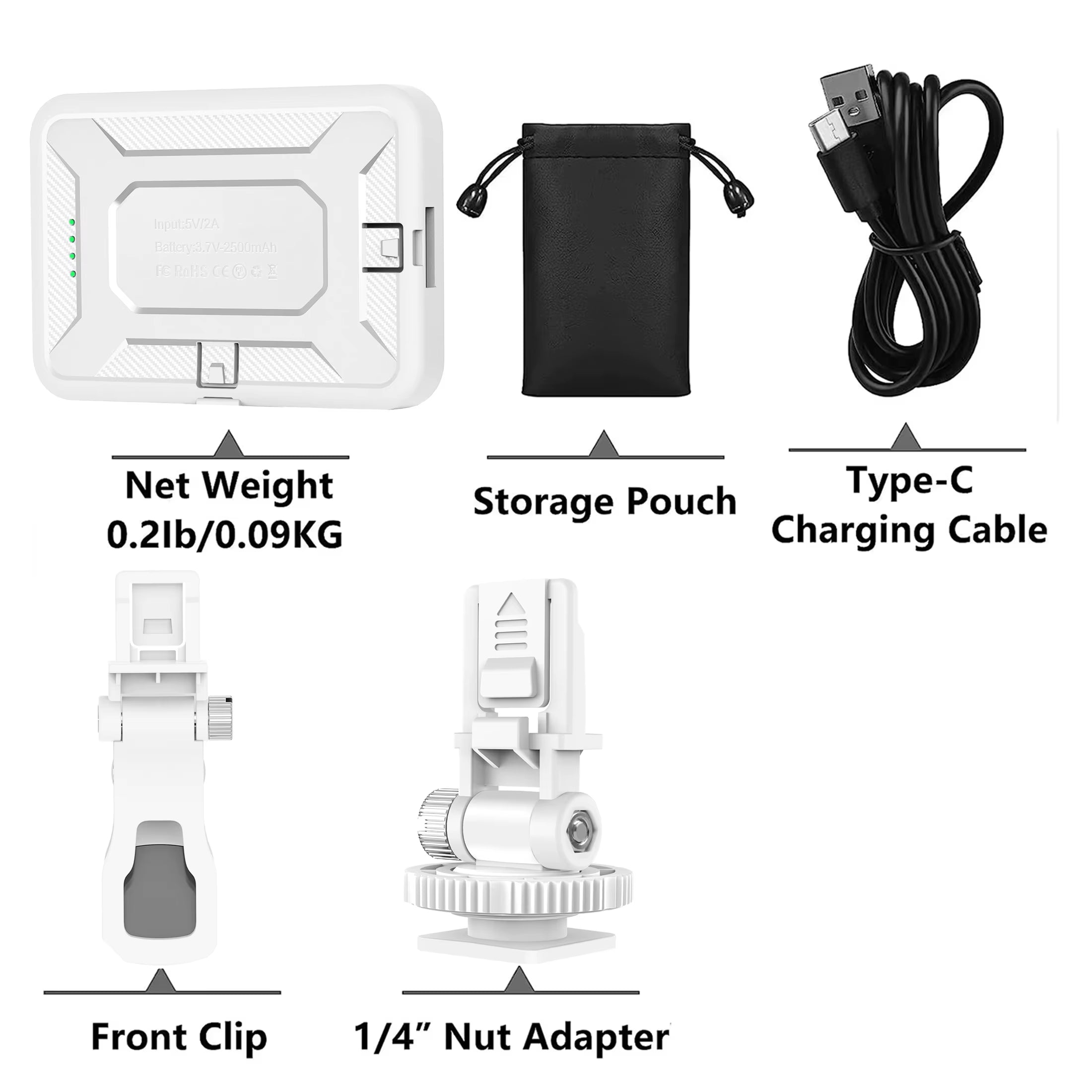 LED Selfie Light 60 High Power Rechargeable Clip Fill Video Light for Phone Ipad with Front & Back Clip Adjusted 3 Light Modes