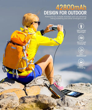 Portable Power Bank for Outdoor Activities Solar Charger, Power Bank, Portable Charger Power Bank External Battery Pack 5V3.1A Q