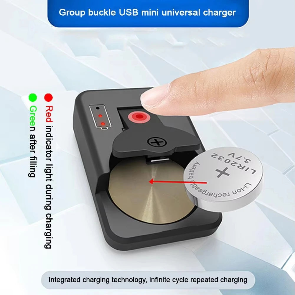 Button Battery Charger with LED Indicator Portable Charger Universal for LIR2016 LIR2025 LIR2032 Accessories
