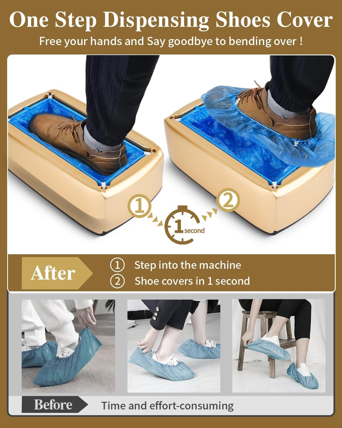 2025 Upgraded Shoe Cover Dispenser Automatic Machine with 200Pcs Disposable Covers and Fits Most Shoes Size, Ideal Indoor Use for Home, Office, Hospital, Factory, Laboratory
