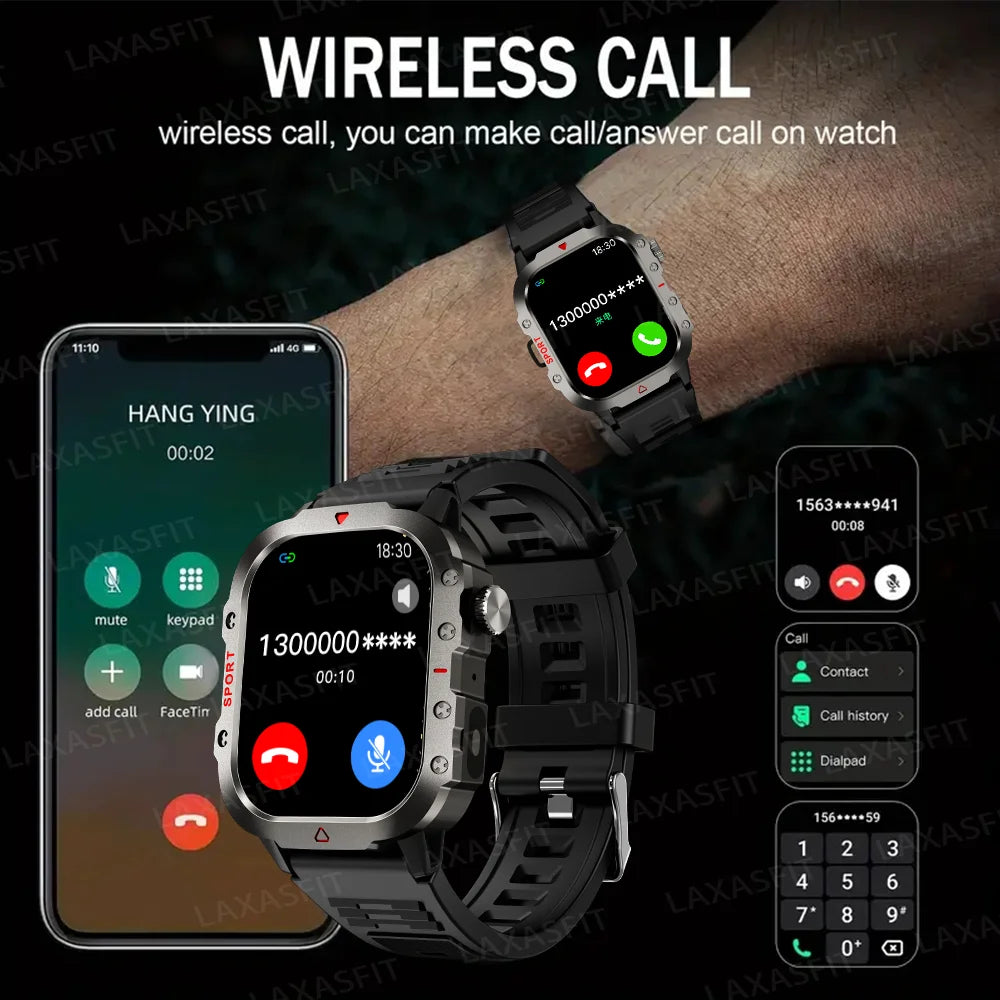 Smart Watch Bluetooth Voice Call Smart Watch with LED Flashlight Health Monitor Outdoor Sports Smart Watch
