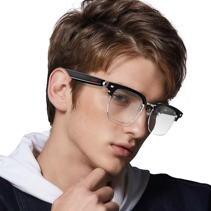 2 in 1 Smart Glasses Headset, Bluetooth Audio Call AI Voice Noise Reduction Music Eyewear Waterproof Speaker Mics Calls Eyeglass
