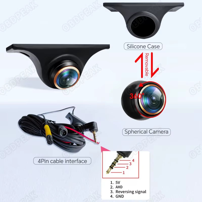 AHD 1080P Front Side Rear View Camera Night Vision 170° Golden Fisheye Lens Car Reverse Backup Cam for  Dash Cam
