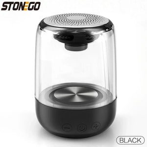 1PC Punk Style Dual Speakers Transparent Mechanical Wireless Bluetooth Speakers LED TWS Bass Diaphragm Sound