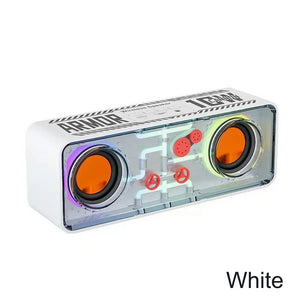 1PC Punk Style Dual Speakers Transparent Mechanical Wireless Bluetooth Speakers LED TWS Bass Diaphragm Sound