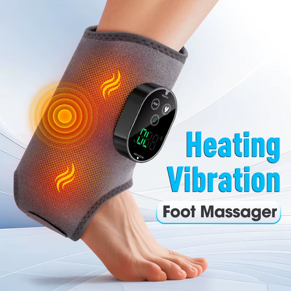 New Electric 3-In-1 Ankle Calf Foot Vibration Massager 6 Levels Hot Compress Massage Ankle Brace Plantar Fascia Leg Muscle Relax