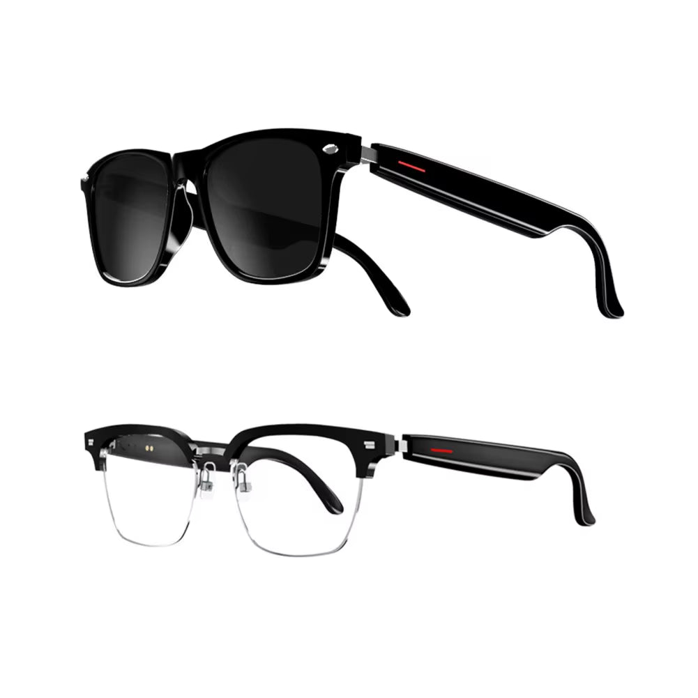 2 in 1 Smart Glasses Headset, Bluetooth Audio Call AI Voice Noise Reduction Music Eyewear Waterproof Speaker Mics Calls Eyeglass