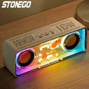 1PC Punk Style Dual Speakers Transparent Mechanical Wireless Bluetooth Speakers LED TWS Bass Diaphragm Sound